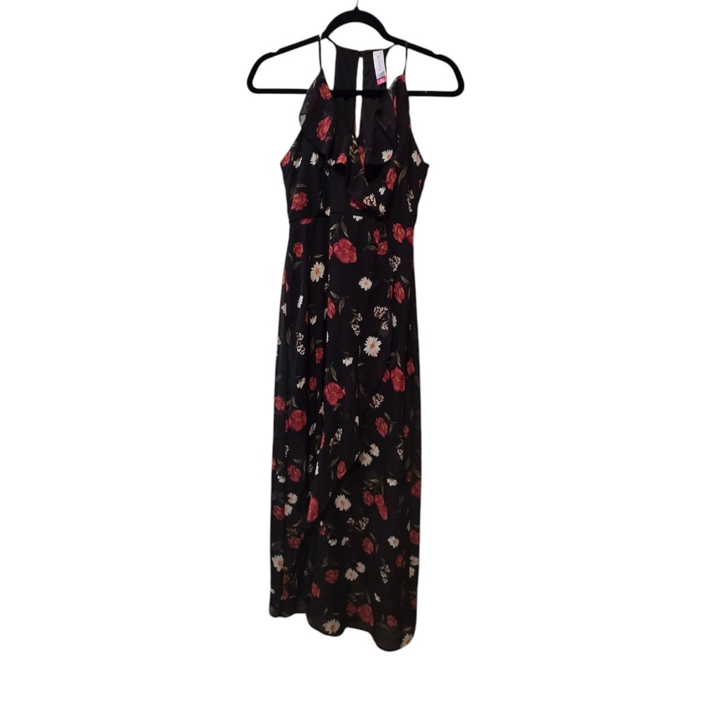 NOBO Maxi Floral Dress Women SM (3-5) Dark Fairy Chiffon Ruffles Whimsigoth Boho